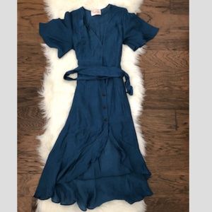 Blue Wrap/Button Dress